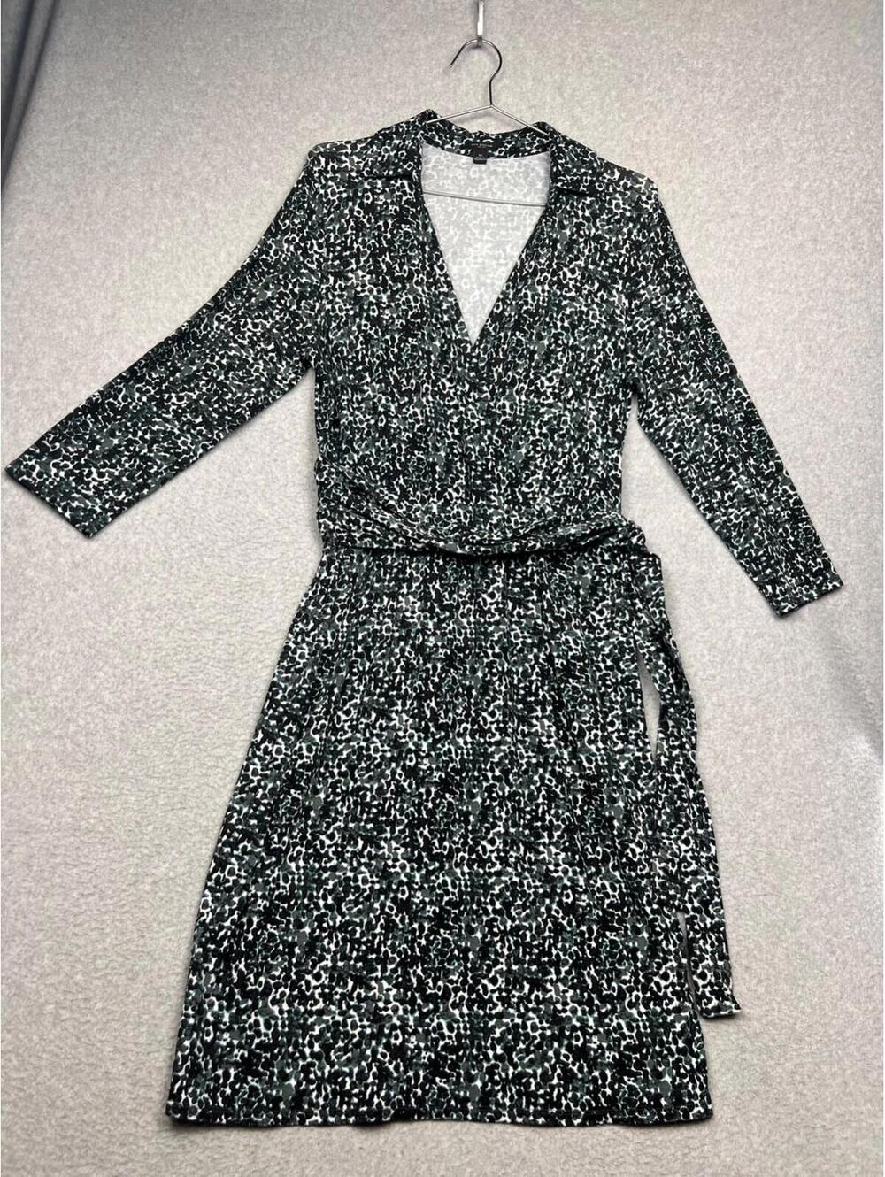 Ann Taylor Faux Wrap 3/4 Sleeve Dress Womens 12 Stretchy Casual Office Work